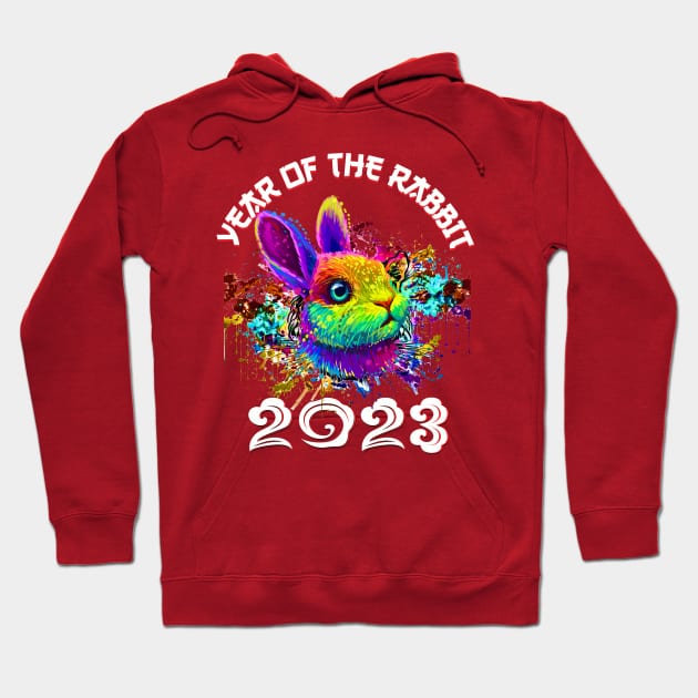 Happy Chinese New Year 2023 Year Of The Rabbit Pop Art Hoodie by Jhon Towel